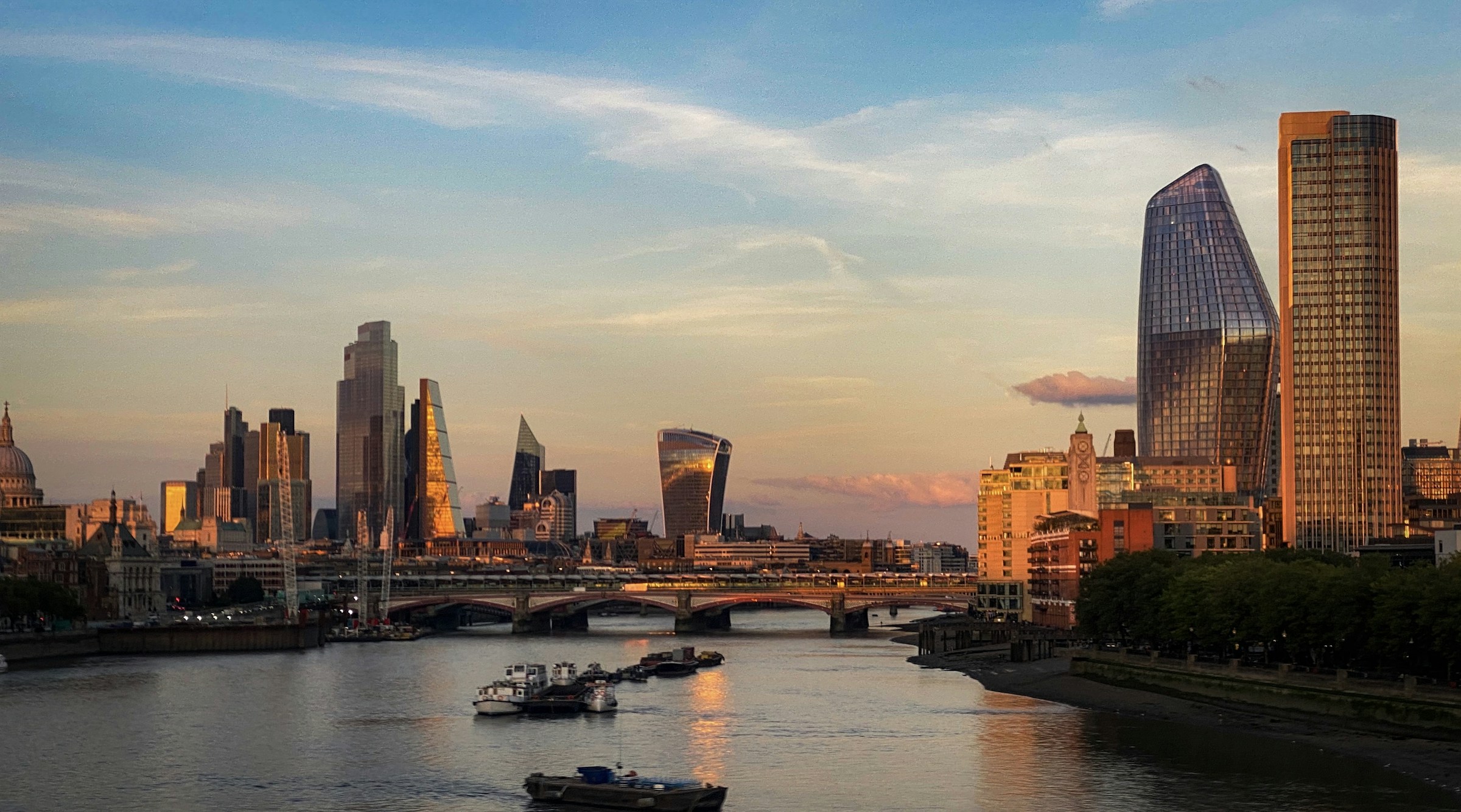 London skyline and the River Thames in evening light
